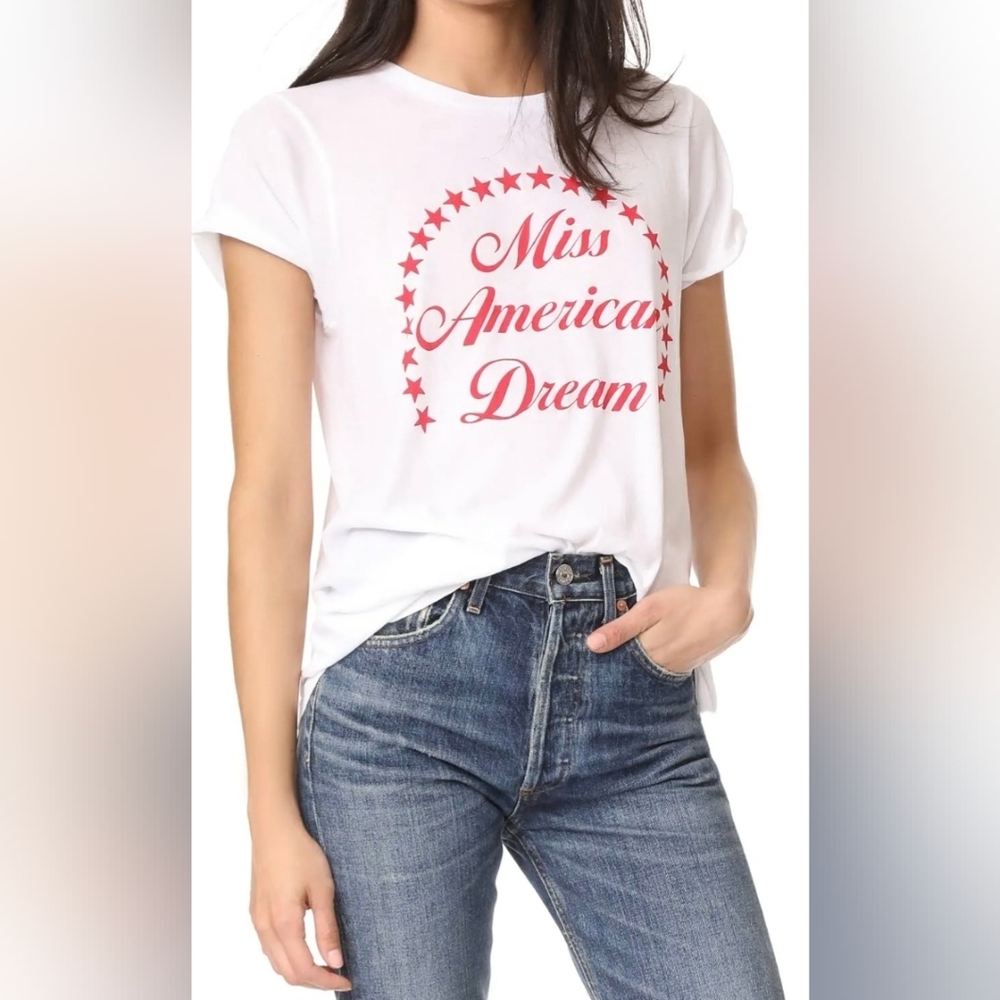 NEW WILDFOX Miss American Dream WHITE Graphic Short Sleeve T-Shirt LRG